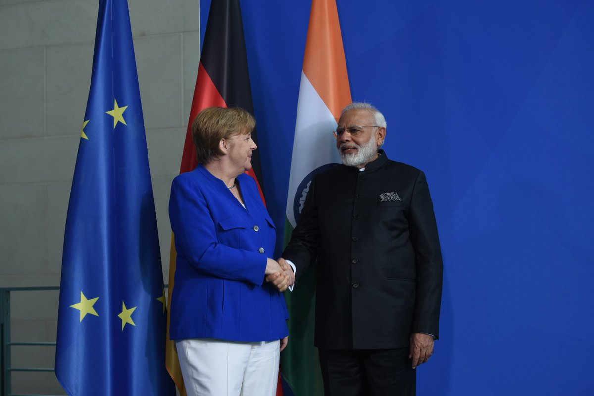 narendramodi's tweet photo. Held extensive talks with Chancellor Merkel on ways to deepen India-Germany ties. https://t.co/JyPRzEJA0P https://t.co/O9264xf3GN