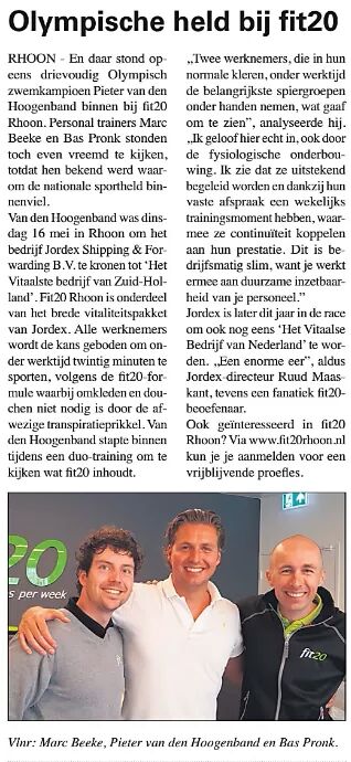 Highlight in onze andere studio: een Olympisch kampioen op bezoek met publiciteit als gevolg :-) #fit20rhoon #gaaf
