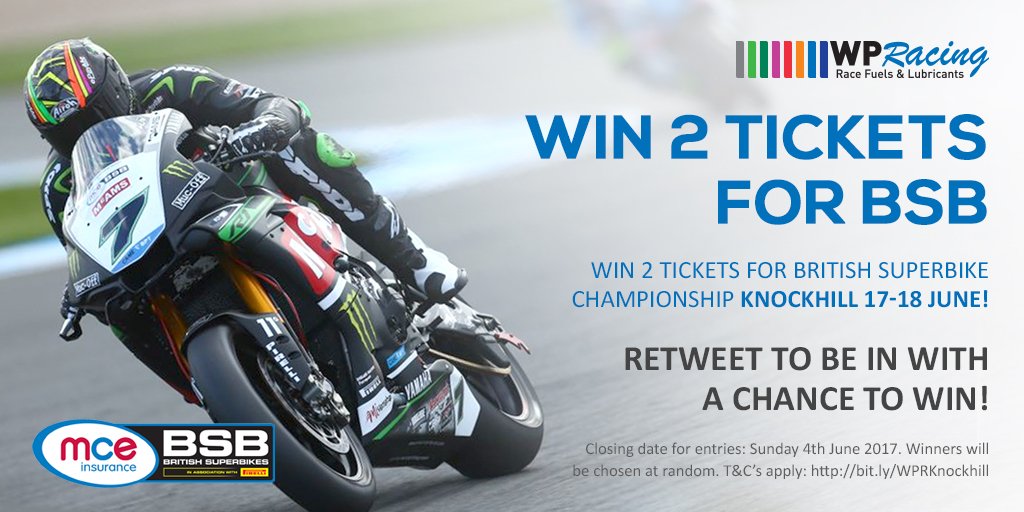 WPRacingUK's tweet photo. #WIN 2 @OfficialBSB tickets at @krcircuit 17-18 June! RT to be in with a chance to win! Don't miss out on the action! #BSB2017 #Superbikes https://t.co/WTPrKD2VFp