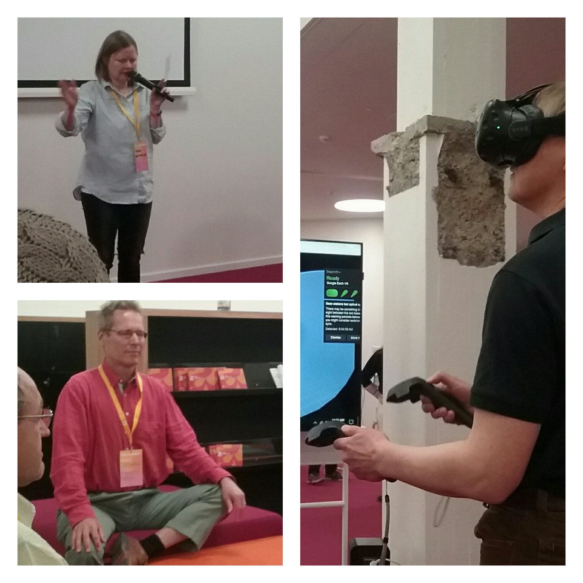 oneama's tweet photo. Teacher's corner, education@aalto. Learning to conduct orchestra and meditate, testing vr #eduaalto #aaltouniversity #aaltofestival https://t.co/MQaCBmySfm