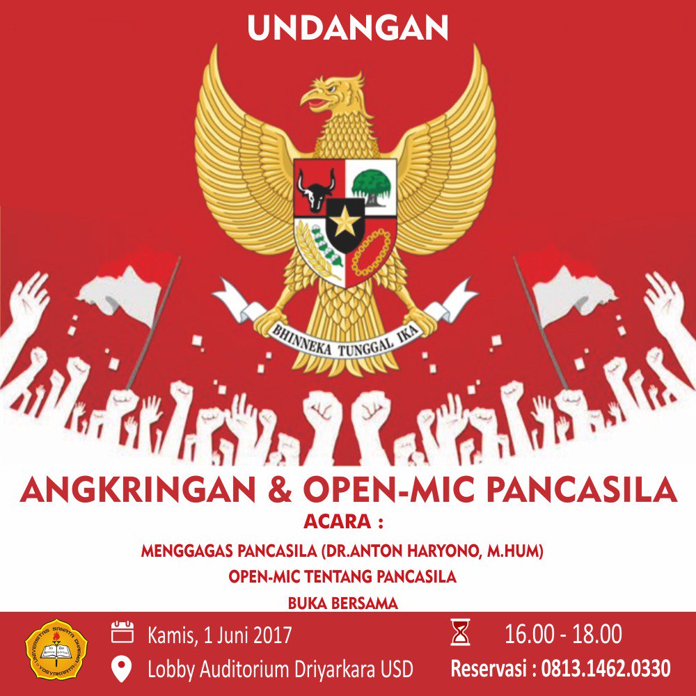 Mari hadir teman-teman di Angkringan dan Open Mic Pancasila 😀
Kamis, 1 Juni 2017 
Di Lobby Auditorium Driyarkara