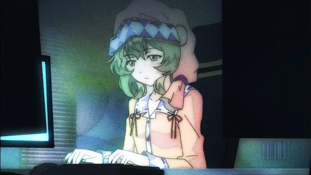 アニメ暗い部屋でパソコンしている女の子四天王