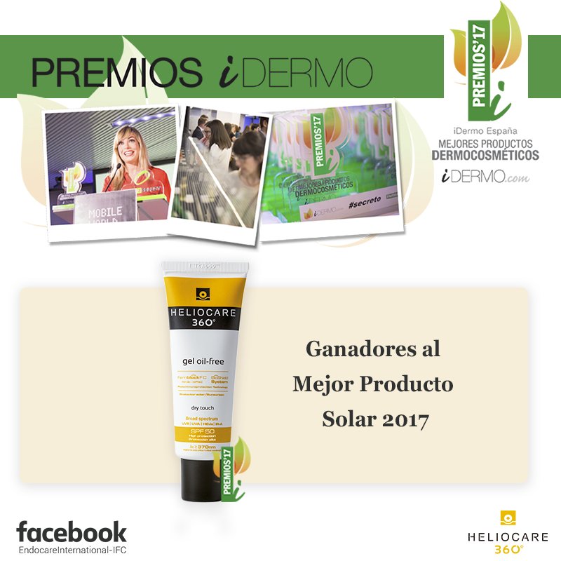 HenarAlvaro's tweet photo. Felices! #HeliocareGelOilfree premiado!
Gracias @idermo_es 🙂
#BestSunscreen #PremiosIdermo https://t.co/su6o0TjSjY
