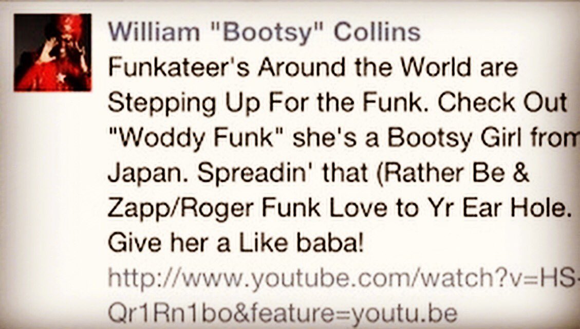 WODDYFUNK's tweet image. pray for Bootsy

ブーツィーが
SNSでワタシの1stアルバムを紹介してくれてから
もう5年も経つんだね。

早く全快しますように！

#bootsycollins #funkdaddy