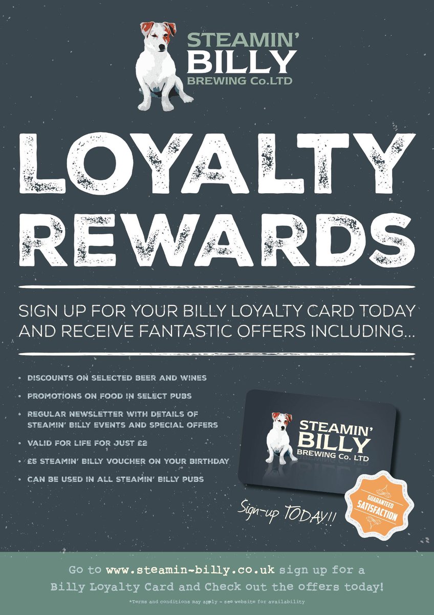 Do you have a Billy Card? For just £2 you can enjoy lots of great discounts &amp; rewards in all <a href="/SteaminBilly1/">Steamin' Billy</a> pubs!