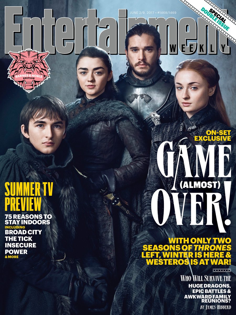 EW's tweet photo. Make sure to grab this group @GameOfThrones cover, available only at @BNBuzz starting today! 🙌🏽 #GameOfThrones https://t.co/25UKGsNKrH