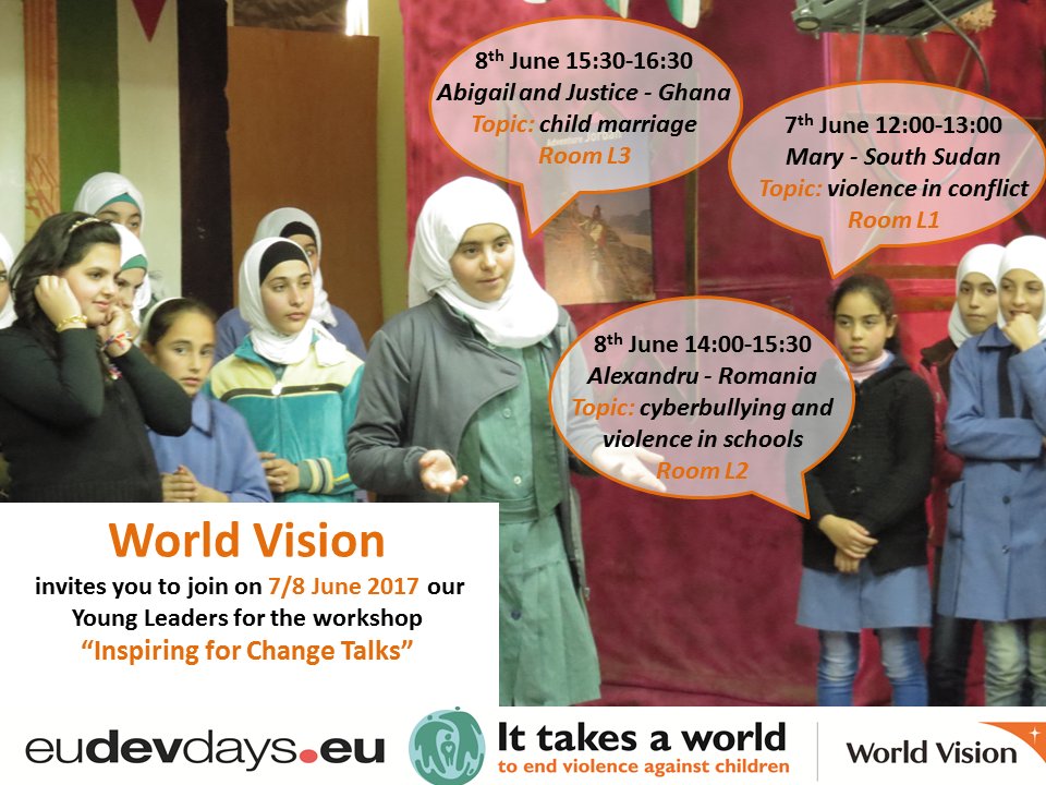 ale_matei's tweet photo. .@WorldVisionEU #Stand61 #ItTakesAWorld at the #EDD17 features Inspiring for Change talks - meet us there and let's bring #solutions https://t.co/ffeWAVJwxl