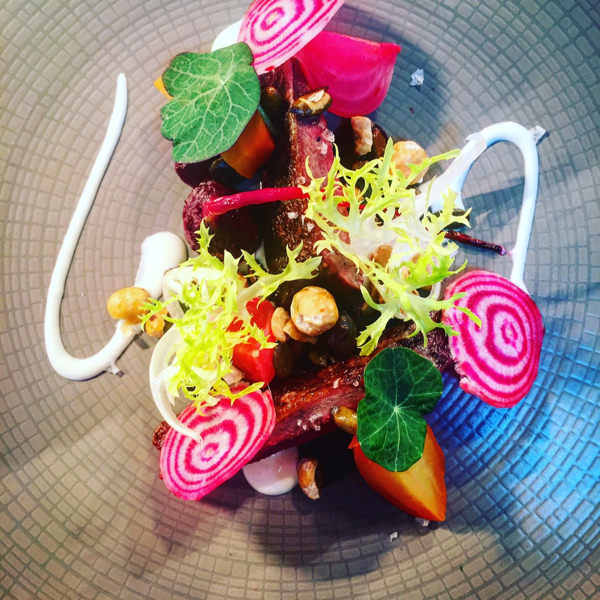 Pigeon,beetroot,preserved blackberries,yogurt <a href="/StokePark/">Stoke Park</a> <a href="/HumphrysSP/">Humphry's</a> <a href="/ThatchamButcher/">Thatcham Butchers</a>