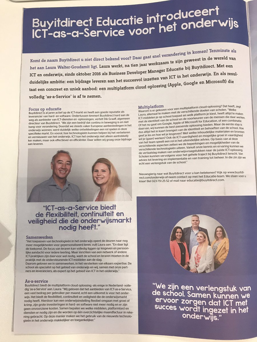 LWaltergoudsmit's tweet photo. Zo trots en blij om ons aanbod bekend te maken in @VivesMagazine #buyitdirect #educatie #ict #as-a-service #apple #google #MicrosoftEDU https://t.co/a5djOtduNR
