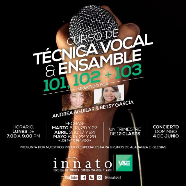 InnatoGT's tweet photo. El curso #tecnicavocalyensamble está por terminar con una grabación genial. Esperen noticias. @Betsygarciag @andreaamusic @Rosse440 https://t.co/nygJPvhhmN