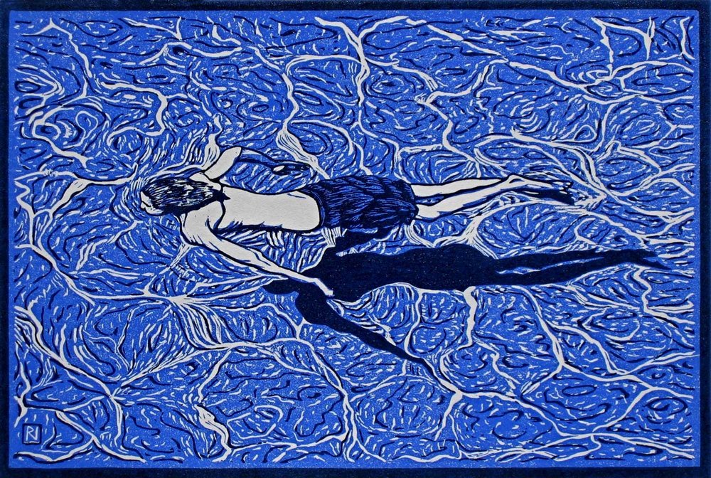 womensart1's tweet photo. 'Weightless', linocut by contemporary Australian artist and printmaker Rachel Newling #womensart https://t.co/bR3vk0mdye