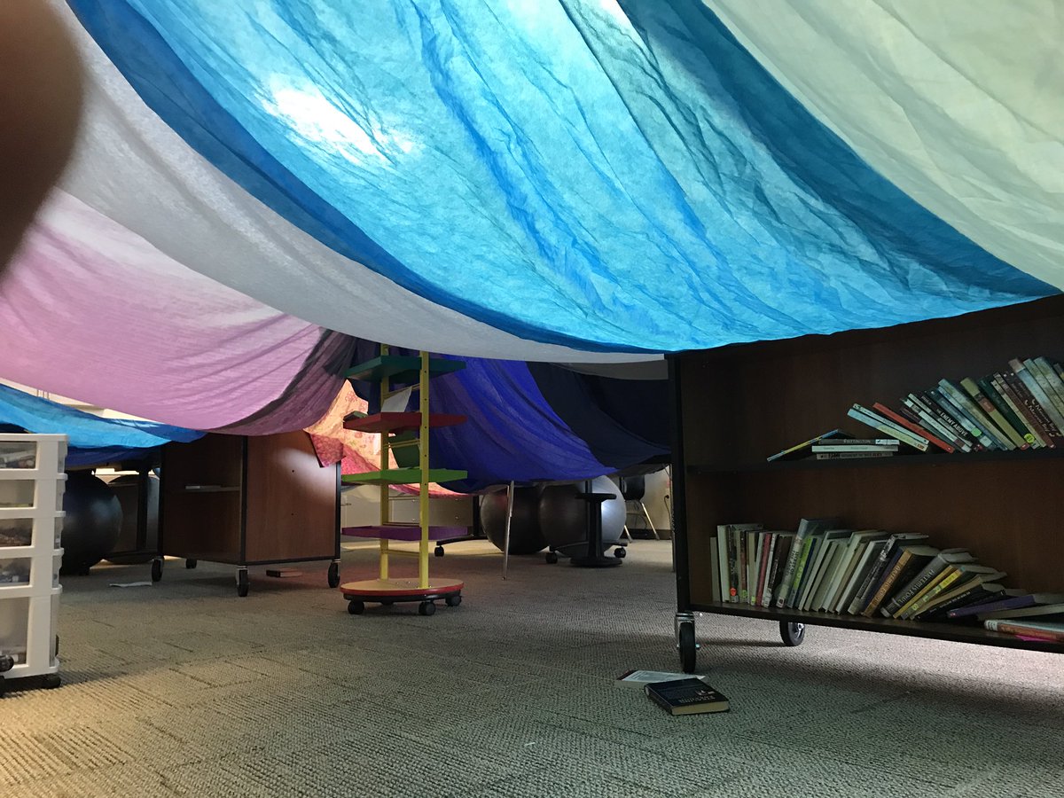 mitchmosbey's tweet photo. Classroom Fort Day. Students brought in flat sheets and we built a huge fort. #edchat #pre1617 #EndOfYear #schoolfun https://t.co/CP2NbvXj5J