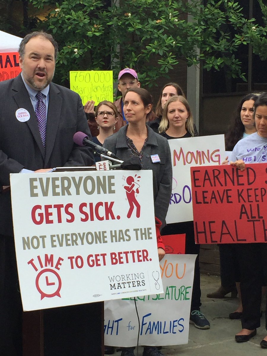 KM4MD's tweet photo. Thanks to @lukeclippinger @MDSenate @mdhousedems for passing earned sick leave &amp; @mddems @working matters say we shall override @LarryHogan https://t.co/2J3ztAgJtV