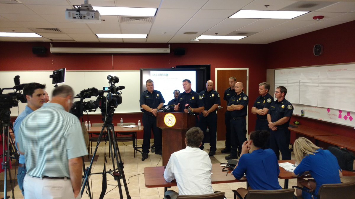 Charleston_Fire's tweet photo. Panel of CFD members who continued to serve after the tragedy spoke to the media about changes in the department. https://t.co/MohAVP236l