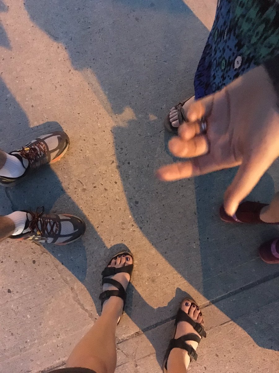 RicktheStick15's tweet photo. Nice shoes! @Fluevog @BIRKENSTOCKUSA #theyreBrooks #YLW #winetour #sisterinlaws #husbandbrothers #Seattle #rubberglasses #Camaro #VimyRidge https://t.co/3VYZJjuegV