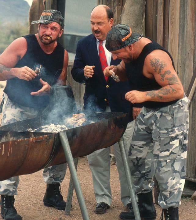 WWEHistoryFan0's tweet photo. The Bushwhackers with Mean Gene Okerlund https://t.co/RQewNSqeHx