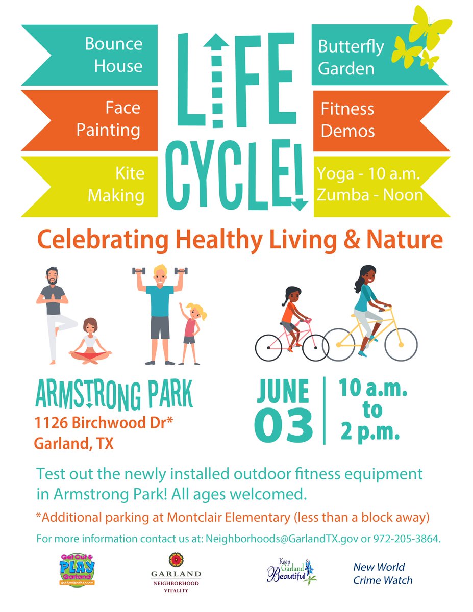 gisdnews's tweet photo. Celebrate healthy living &amp; nature with @garlandtxgov at Life Cycle! Saturday, June 3 at Armstrong Park. Details: https://t.co/VYTmNqA6gU https://t.co/5EThtsoA0F