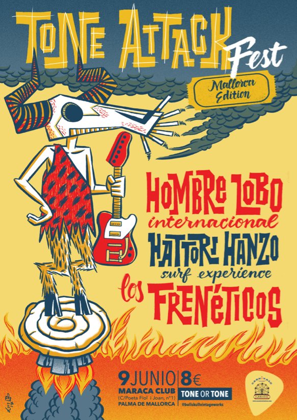 #LosFrenéticos y su surf&amp;roll desde Córdoba el 9 de junio en Mallorca junto a los tremendos <a href="/HattoriHSurfExp/">HattoriHanzoSurfExp.</a> y el licántropo <a href="/HLIPaulChaney/">Hombre Lobo Int.</a>