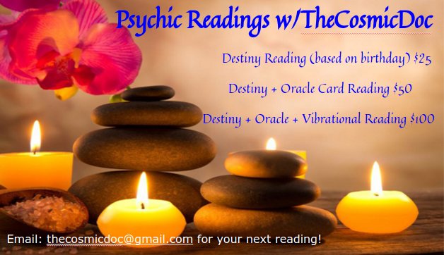 thecosmicdoc's tweet photo. 2017 holds much for many &amp; all! New #pricing &amp; rare #combo #deals! Find out what your #future holds! #psychic #cardreading #destiny #oracle https://t.co/dMHNc3d2o9