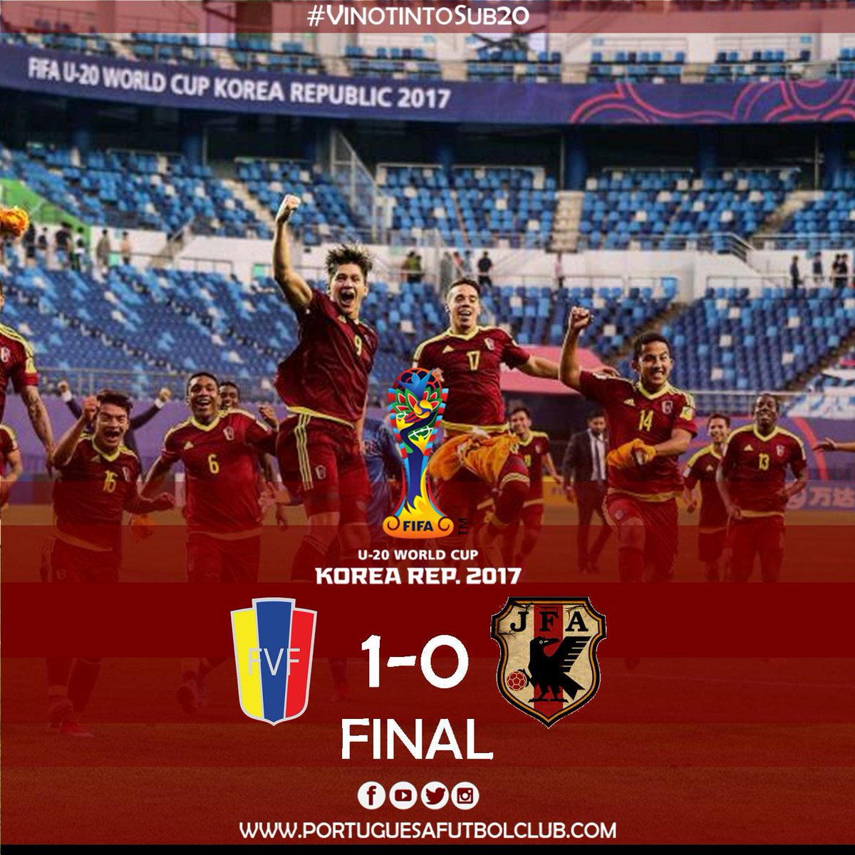 Portuguesa_FC's tweet photo. Con gol de Yangel Herrera 109', la @VinotintoSub20 venció (1-0) a Japón y clasificó a los 4tos de final de la Copa del Mundo #U2WC #Vamos🇻🇪 https://t.co/e6YAXn1bir