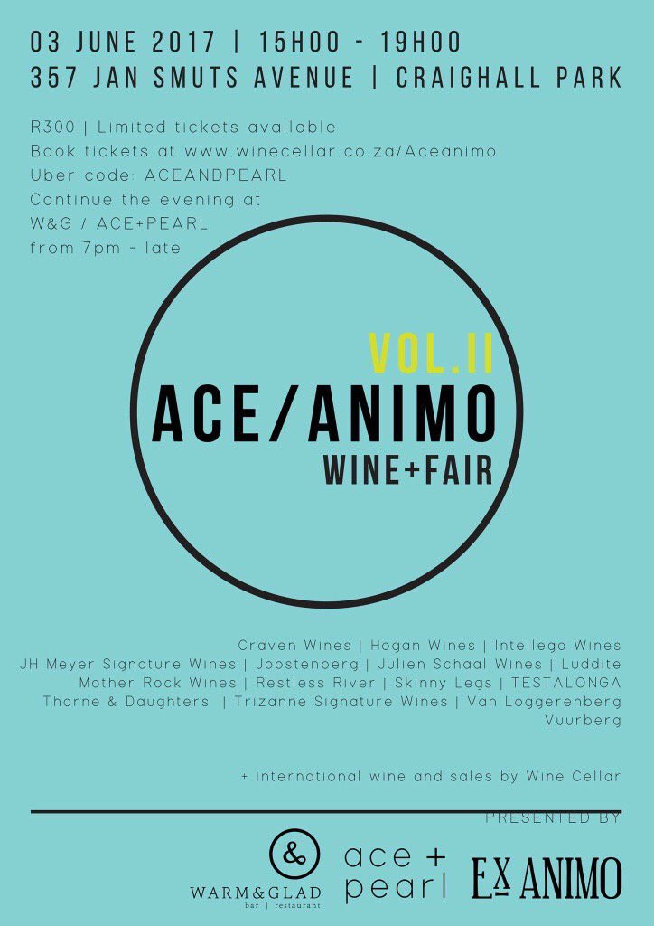 JohannesburgIYP's tweet photo. Boutique wines from the most exciting SA winemakers at #ACEANIMO wine fair this Sat in Craighall @ace_and_pearl https://t.co/T49ycrGDmT https://t.co/DSS8RNKyCE