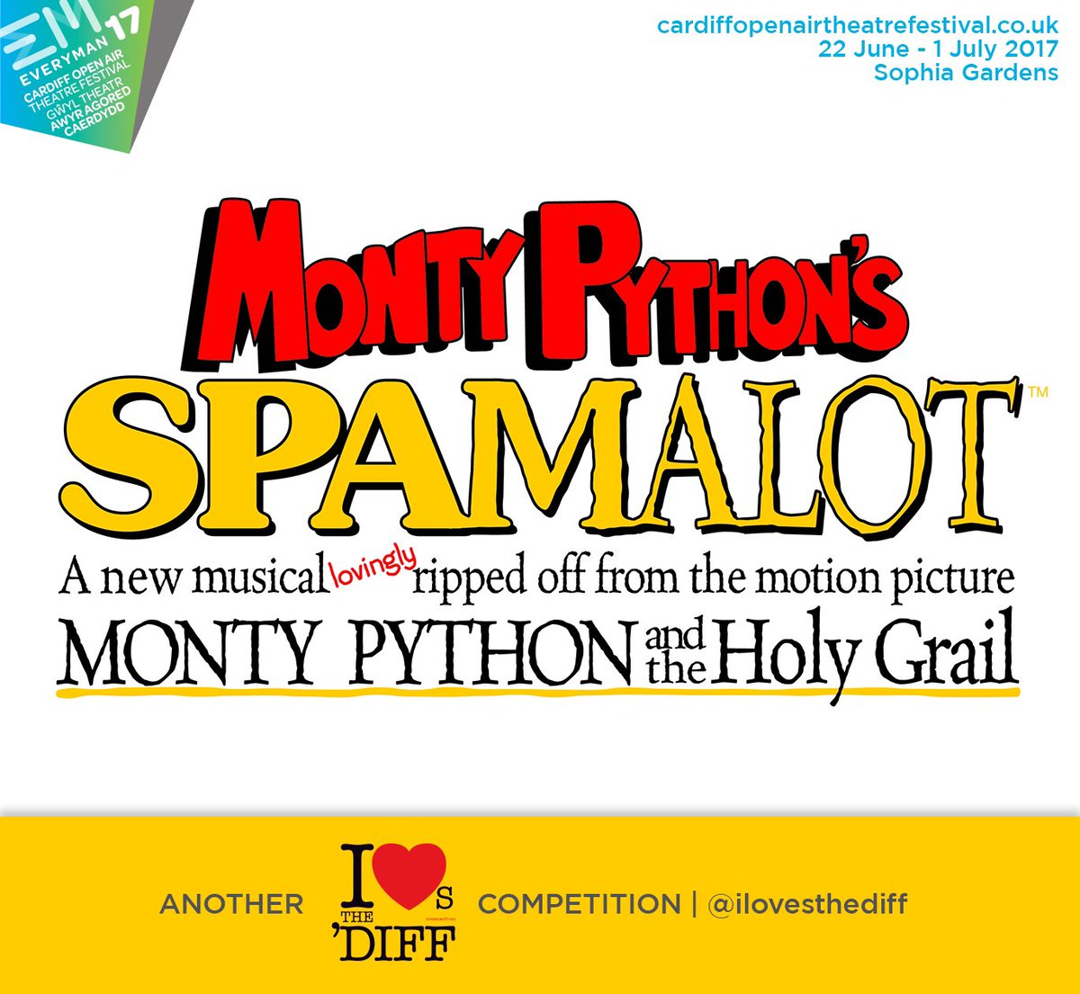 Wanna WIN one of 2 pairs of tickets to <a href="/CDFOpenAirFest/">CDF Open Air Theatre Festival</a>'s #Spamalot in Sophia Gdns? Just RT to enter our #competition cardiffopenairtheatrefestival.co.uk