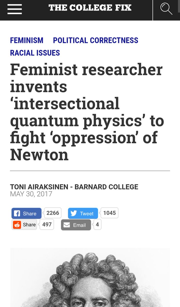 TheSafestSpace's tweet photo. Newtonian physics is a tool of oppression. That's why a feminist researcher has invented "intersectional quantum physics" https://t.co/fXP298NxiK