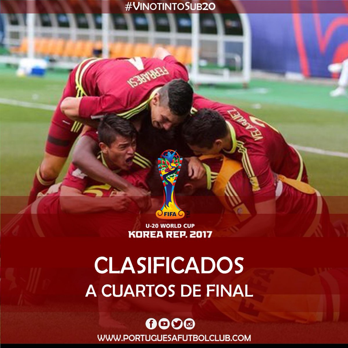 Portuguesa_FC's tweet photo. ¡Casificación histórica de la @VinotintoSub20! #U2WC #VamosVenezuela🇻🇪 https://t.co/3xC5O3mBmM