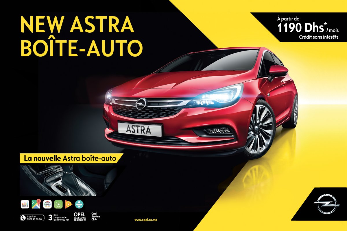 OpelMaroc's tweet photo. Découvrez le style en #Opel #Astra automatique, un monde nouveau de raffinement et de technologies, vous attendent chez nos concessionnaires https://t.co/kXgjyXlyBa