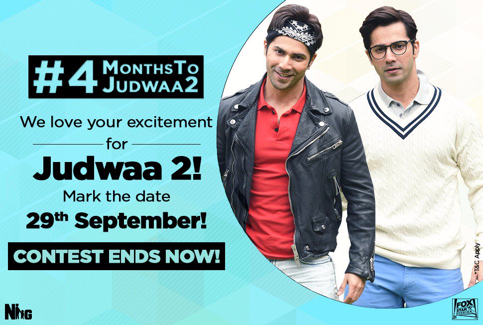 starstudio18_'s tweet photo. It's THE END of #4MonthsToJudwaa2 Contest! All your entries were Judwaa-wesome! Thanks for participating 😀 @Varun_dvn @Judwaa_02 @NGEMovies https://t.co/I1pKU7mzAr