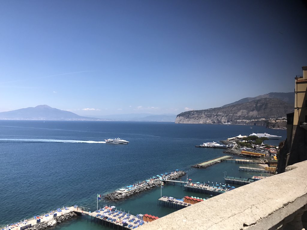 Beautiful view of the coastline of Sorrento and Mount Vesuvius! #lovesorrento #lovewater