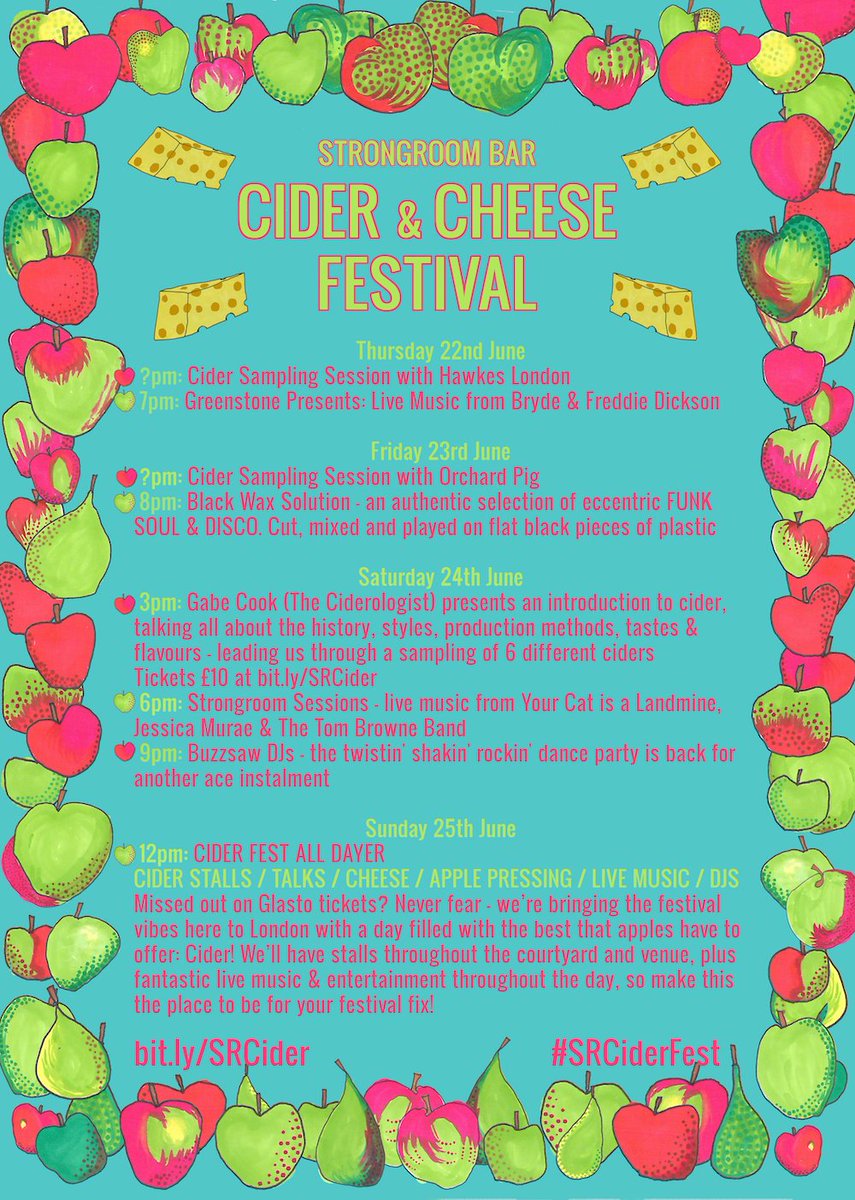 StrongroomBar's tweet image. Have you seen what we&apos;re planning for our Cider Fest? More info here: bit.ly/SRCider #cider #cheese #festival