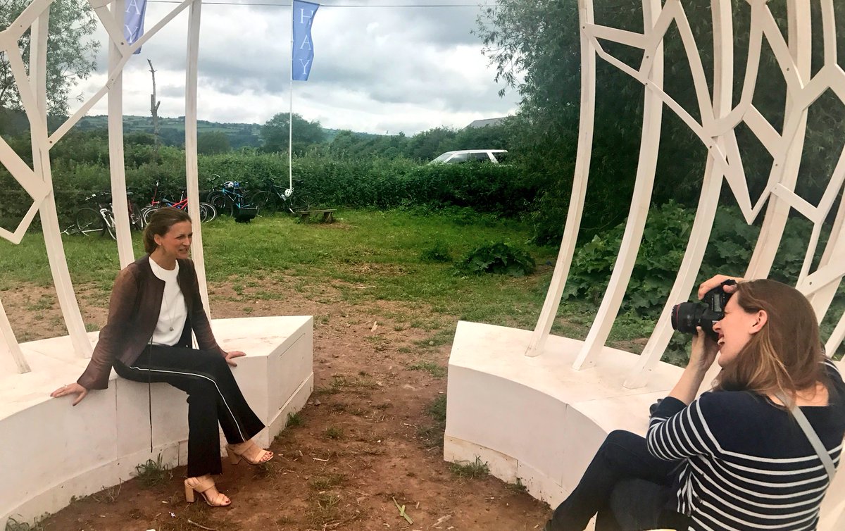 aheyarts's tweet photo. Lovely @thekatiederham earlier being photographed @hayfestival after her #bbctent session on new series #soundofdance @BBCRadio3 #bbchay https://t.co/8w9TmN3LEy