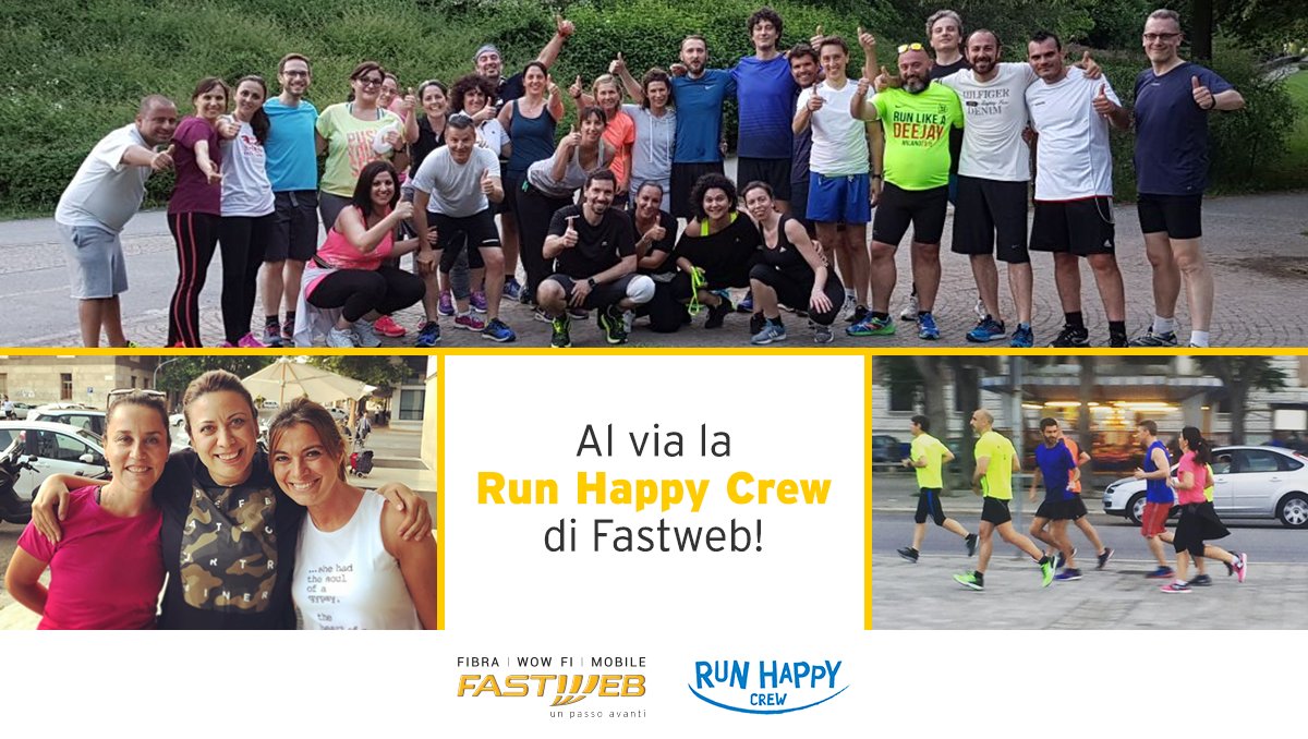 FASTWEB's tweet photo. Il progetto #RunHappyCrew è realtà: 260 uomini e donne di Fastweb corrono assieme, anche grazie a @BrooksRunningIT. https://t.co/5oA4yhfDjH https://t.co/ybyPNX7wUK