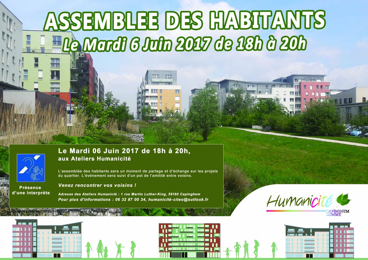 Rendez-vous le mardi 6 juin de 18h à 20h aux @AtelHumanicite pour la prochaine Assemblée des Habitants du quartier <a href="/HumanicitELomme/">Humanicité Officiel</a>  !