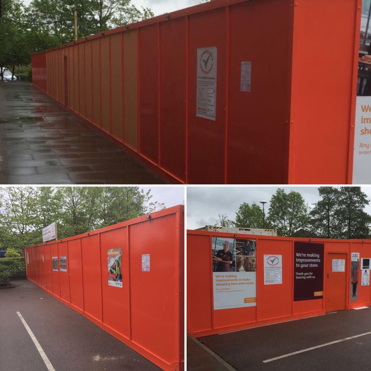 Starkold's tweet photo. Using the onground system, this ensures no repair works are required to the store car-park upon completion, saving time and money. #hoarding https://t.co/lqKssk1mhE