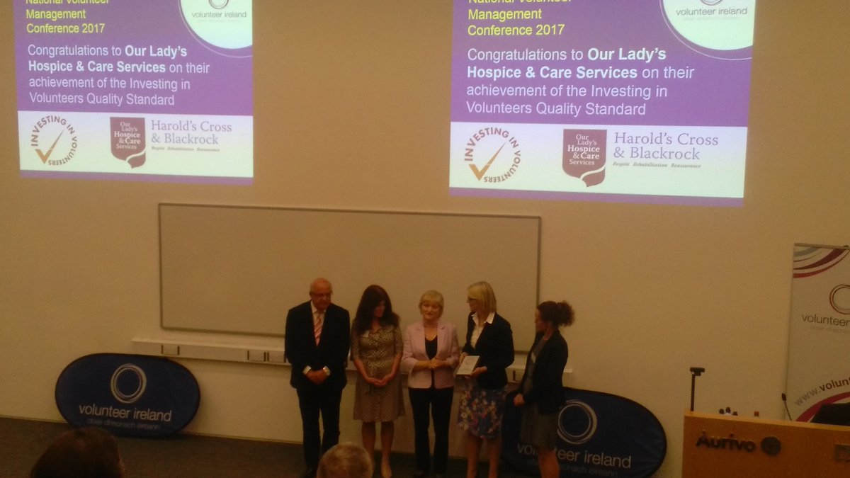 DublinVolunteer's tweet photo. Congratulations to the staff &amp; volunteers from @ourladyshospice on achieving the Investing in Volunteers Award. #NVMC2017 https://t.co/6MVOBgibtg