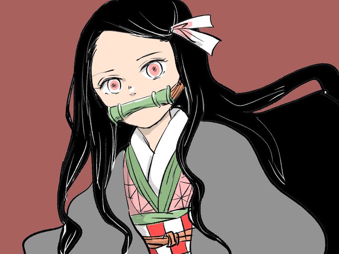 りょくっちゃさんがTwitterに投稿した竈門禰豆子(鬼滅の刃)のイラスト。