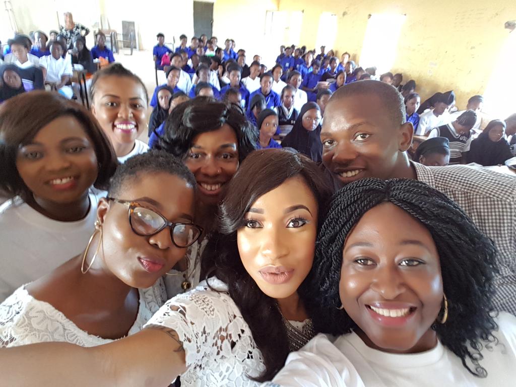 WaterAidNigeria's tweet photo. Wonderful time today with students of Government Technical College Garki and @TONTOLET talking #periods and #hygiene. #mhd2017 #noshame https://t.co/xErbR5gcC7