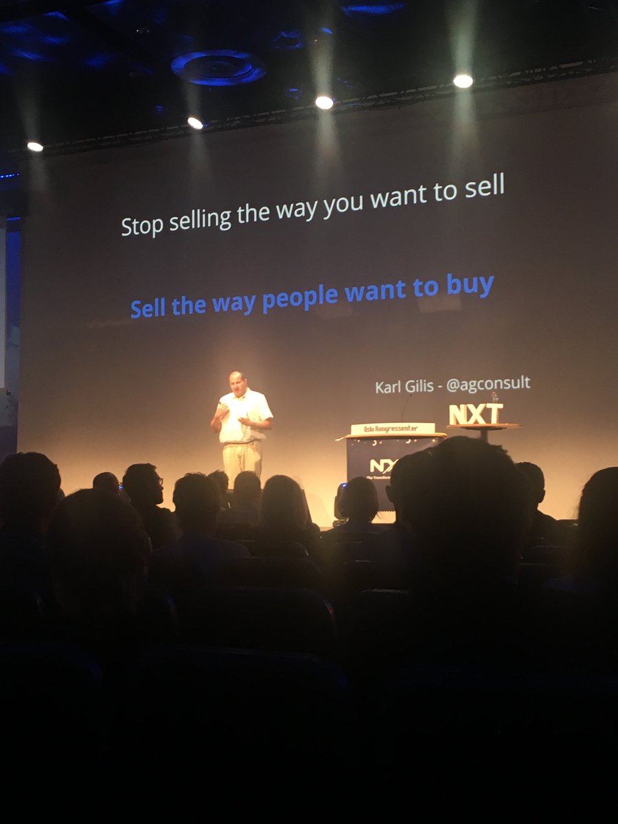 vibekemis's tweet photo. Sell the way people want to buy - excellent talk about #CRO &amp; #abtesting by @AGConsult ✨ #nxtnordic17 https://t.co/1RJQPkcimt