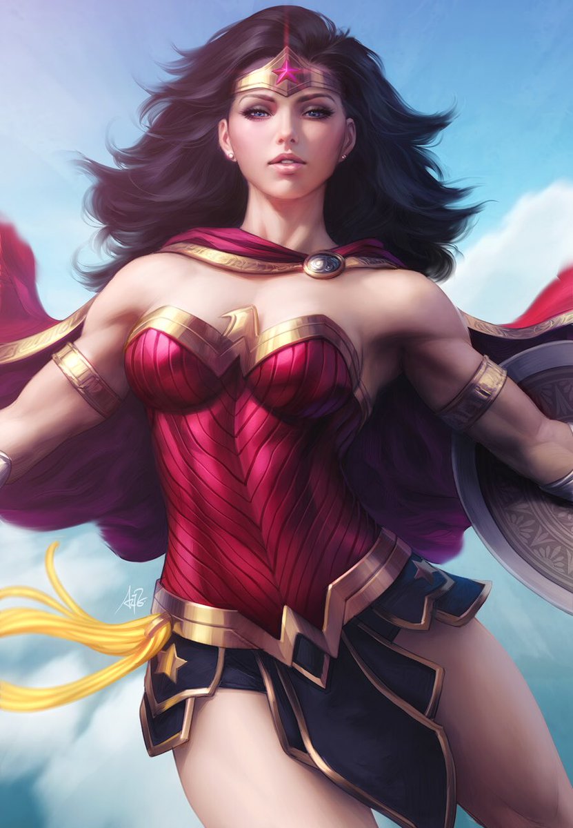 Artgerm's tweet photo. Wonder Woman Descend. Just did this for fun to celebrate the movie and in preparation of SDCC. Hope you like it! :) #wonderwoman https://t.co/epniIi812Y
