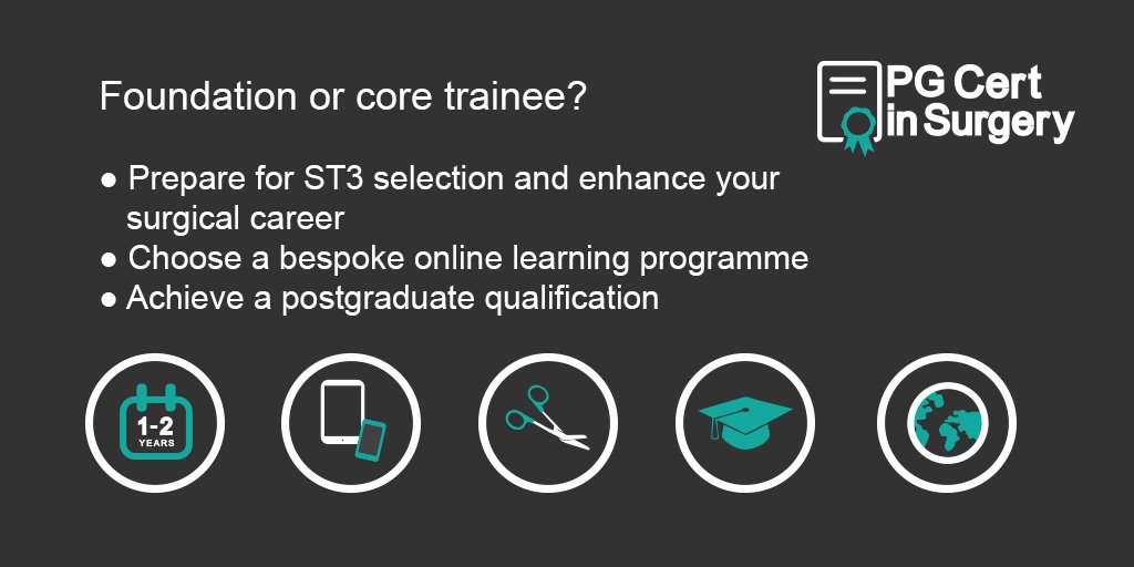 We've launched our unique, online Postgraduate Certificate in Surgery for foundation &amp; core trainees: goo.gl/Tw7YWW #PGCertSurgery