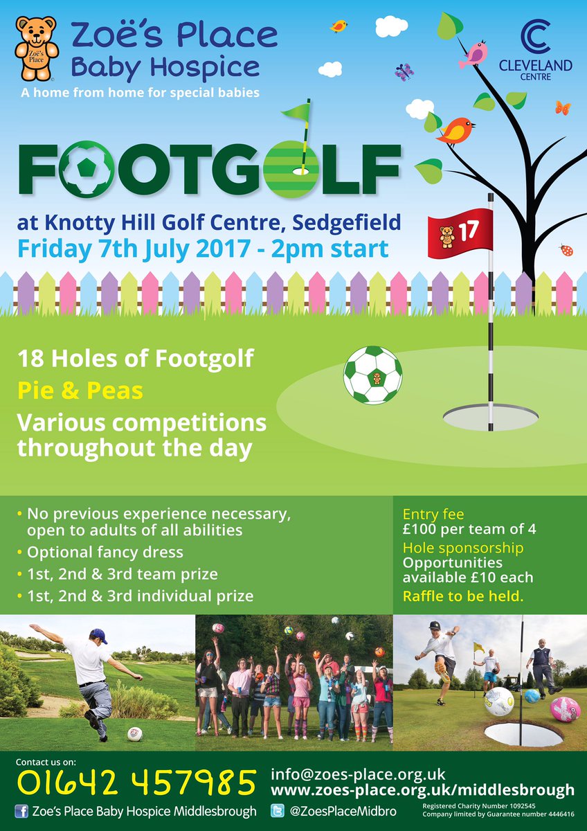 We are proud to supporting <a href="/ZoesPlaceMidbro/">Zoe's Place Baby Hospice, Middlesbrough</a> FootGolf event in July. To register call Zoes Place on 01642 457985 
#thecentreofthecommunity