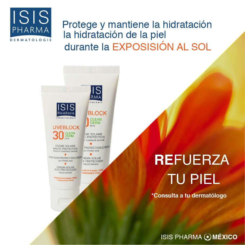 isispharma_mex's tweet photo. #Uveblock Clean Derm es un producto complementario para el cuidado del acné que proporciona protección UVB/UVA para tu piel. https://t.co/RGsgKdJEA7