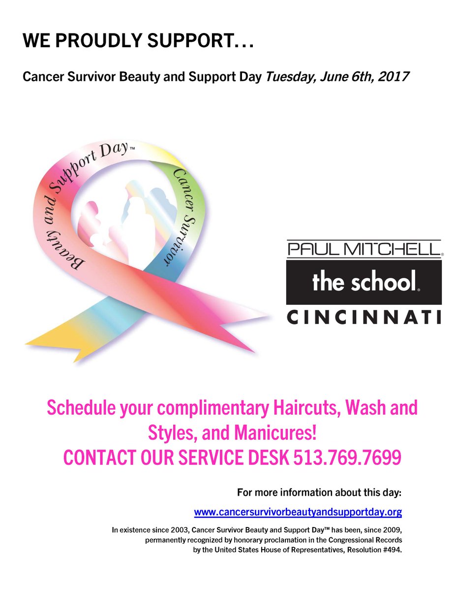 PMTScincinnati's tweet photo. Cancer Patients and Survivors...please join us on Tuesday, June 6th for haircuts, blow-outs and manicures!  #cancersurvivor #pmtscincinnati https://t.co/UJj6hUcKoa