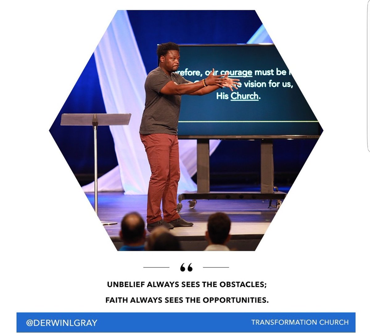 DerwinLGray's tweet photo. Life as a disciple of Jesus requires courage to walk into the unknown. #TCUnstuck

Watch Sermon --> 💻📱

https://t.co/hMZQMt9bYS https://t.co/7fuNCZGoic