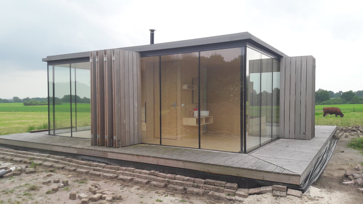 HermanHaverkate's tweet photo. Hotelkamer midden in de natuur: de eerste landschaplodge in Twente is geplaatst. Uitzicht naar alle kanten. Staat in 1 dag, ook op het water https://t.co/ASY4FutcLu