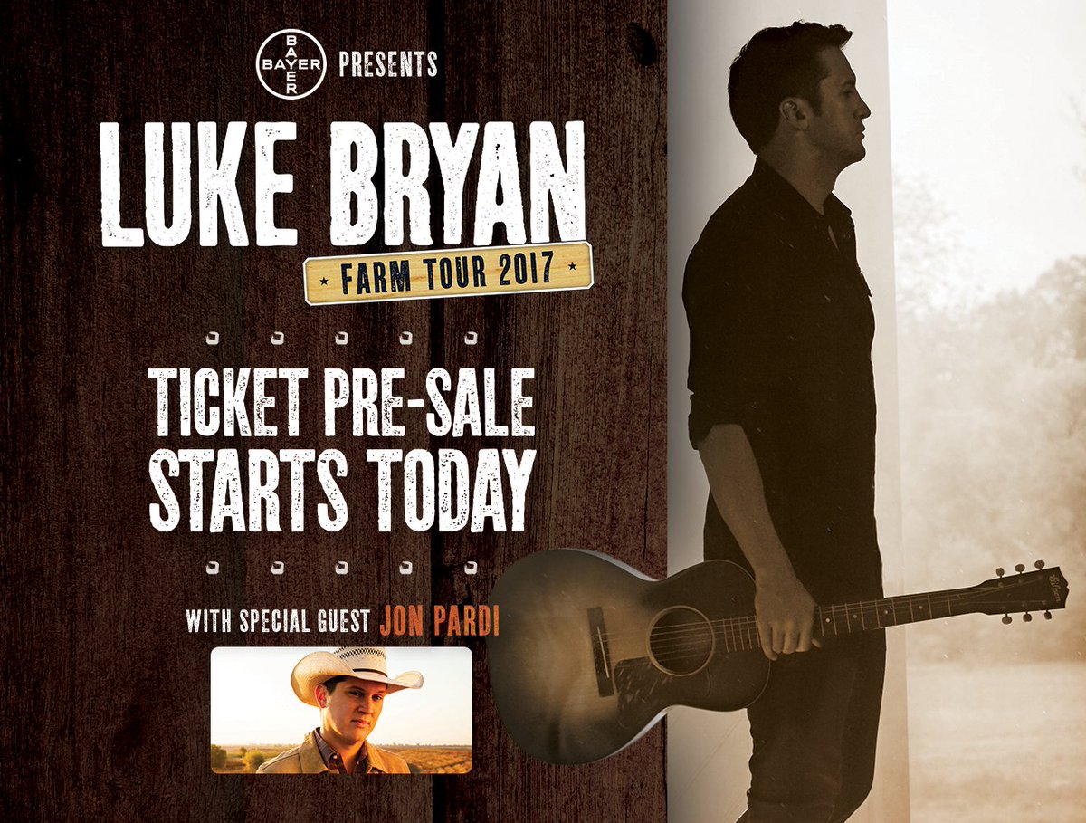 lukebryan's tweet photo. #FarmTour2017 is on pre-sale now. Download Luke’s app for your code to save your spot on the farm: https://t.co/3JgGHPls3T #sponsor https://t.co/zc4V2b5PvI