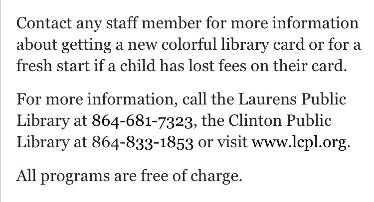 laurens_56's tweet photo. Make sure to check out the 2017 Summer Reading Program at the public library! #literacy #READdevils https://t.co/cErsNsgNVv