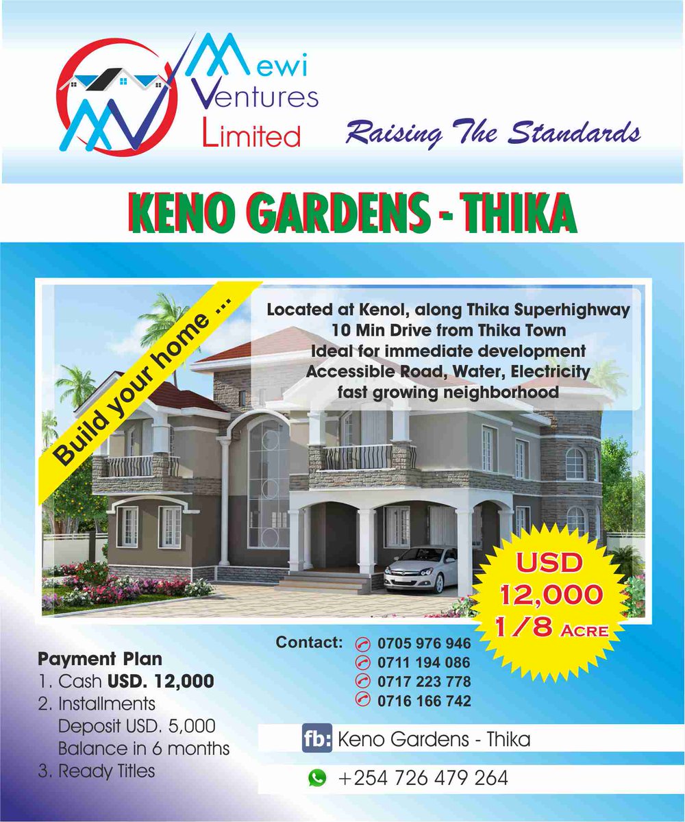 Digitalmarkete4's tweet photo. PAY 200K FOR 6 MONTHS AND BUILD A HOME FOR YOUR FAMILY. WHATSAPP 0716166742 #SGRLaunch  #GoKDELIVERS National Assembly #MeetThePresident https://t.co/00CQG7i50l